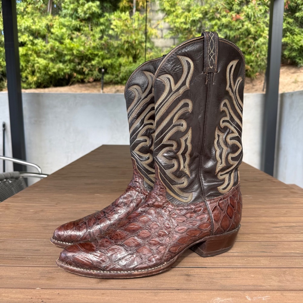 Tony Lama Mens Brown Leather Western Cowboy Boots 8268 Size 13